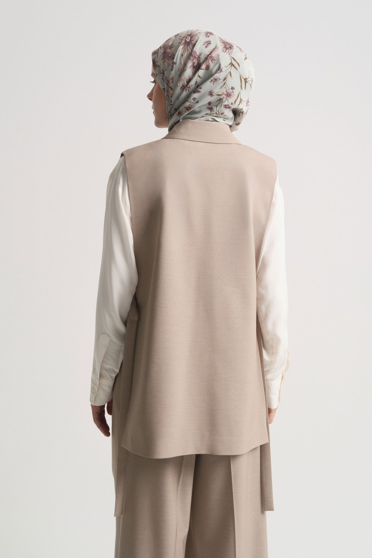 Vest with Slit Detail - Beige