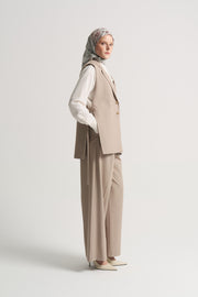 Vest with Slit Detail - Beige