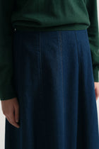 Lyocell Blend Pleated Skirt - Navy Blue