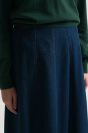 Lyocell Blend Pleated Skirt - Navy Blue