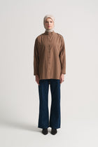 100% Cotton Epaulette Shirt - Camel