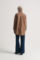 100% Cotton Epaulette Shirt - Camel