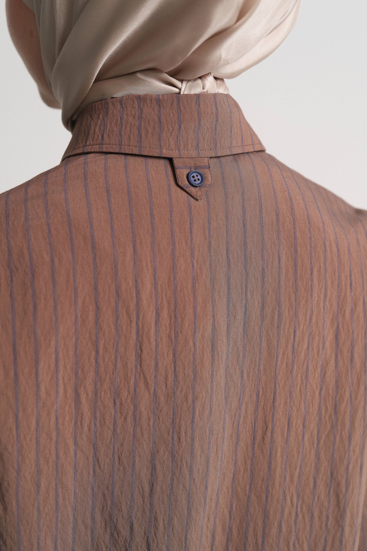 Viscose Blend Tunic with Neck Detail - Brown