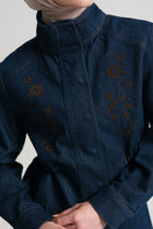 Lyocell Blend Stand Collar Jacket - Navy