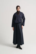 Pamuk Karışım Desenli Kimono - Lacivert