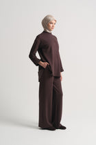 Cotton Blend Short Sleeve Sweatshirt - Brown