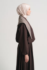 Cotton Blend Jacket with Scarf Detail - Brown