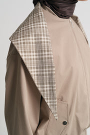 Cotton Blend Jacket with Scarf Detail - Sand