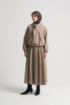 Cotton Blend Jacket with Scarf Detail - Sand