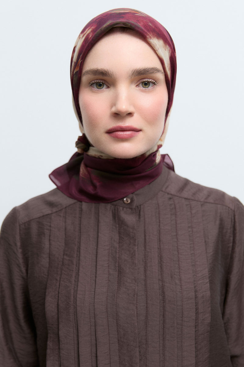 Fulya Pamuk Karışımlı Natural Eşarp - Bordo TUĞBA