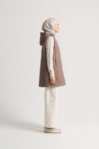 Diamond Pattern Hooded Vest - Mink