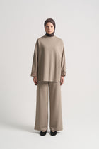 Viscose Blend Elastic-Waist Trousers - Sand