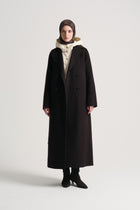 Cashmere Wool Blend Double-Breasted Coat - Brown