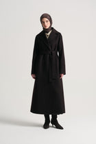 Cashmere Wool Blend Double-Breasted Coat - Brown