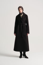 Cashmere Wool Blend Double-Breasted Coat - Brown