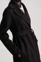 Cashmere Wool Blend Double-Breasted Coat - Brown