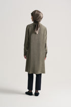 Linen Blend Crew Neck Tunic - Khaki