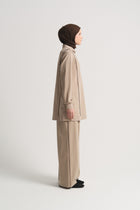 Lyocell Blend Collarless Set - Beige