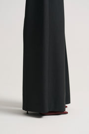 Wide-Leg Trousers with Belt Detail - Anthracite