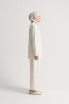 Acrylic Blend Polo Neck Tunic - Bone