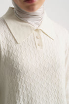 Acrylic Blend Polo Neck Tunic - Bone