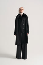 Removable Fur Collar Coat - Black