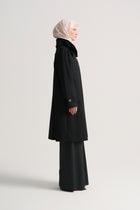Removable Fur Collar Coat - Black