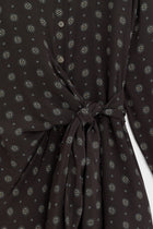100% Silk Shirt with Sash - Coffee