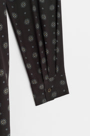 100% Silk Shirt with Sash - Coffee