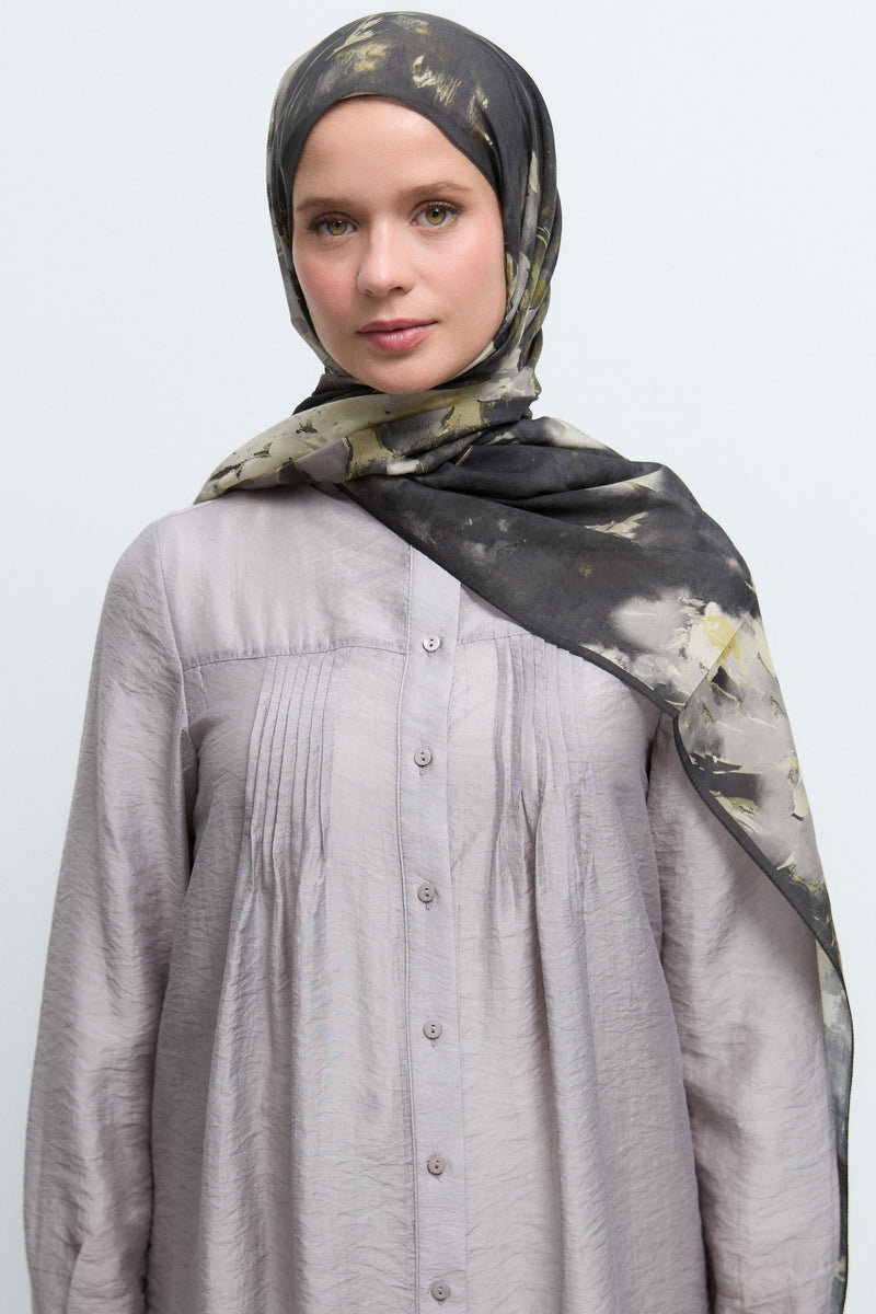 Fulya Pamuk Karışım Natural Şal - Siyah TUĞBA