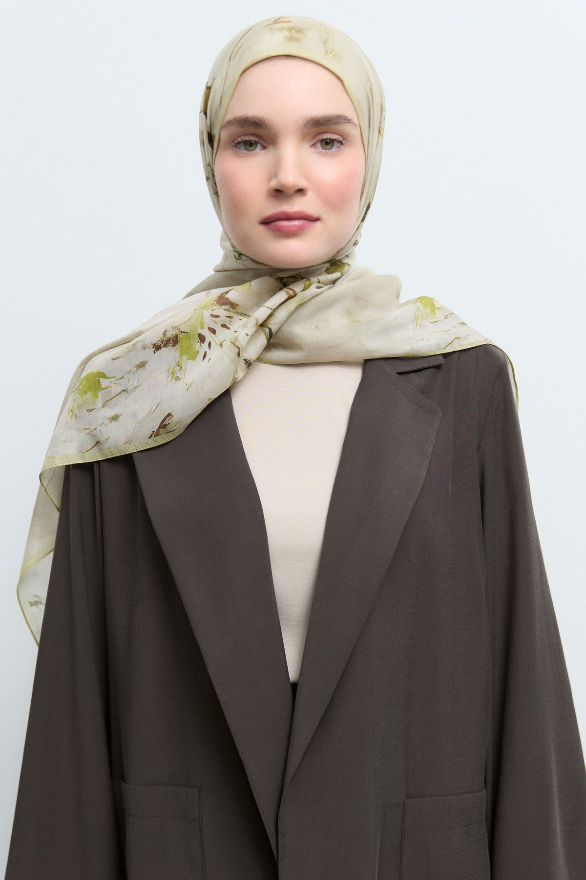 Fulya Pamuk Karışım Natural Şal - Yeşil TUĞBA