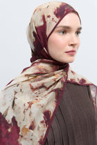 Fulya Pamuk Karışım Natural Şal - Bordo TUĞBA