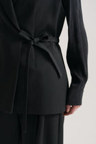 Wrap-Neck Vest with Side Belt - Anthracite