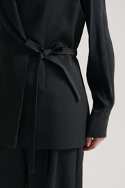 Wrap-Neck Vest with Side Belt - Anthracite