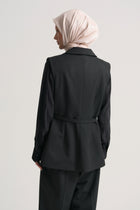 Wrap-Neck Vest with Side Belt - Anthracite