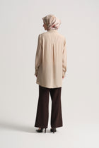 Lyocell Blend Hidden Snap Tunic - Beige