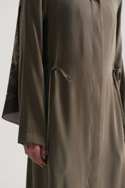 Modal Blend Hidden Zip Abaya - Khaki