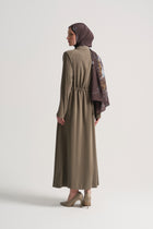 Modal Blend Hidden Zip Abaya - Khaki