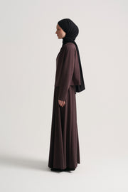 Collar-Detail Skirt Set - Brown