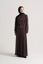 Collar-Detail Skirt Set - Brown