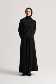 Collar-Detail Skirt Set - Black