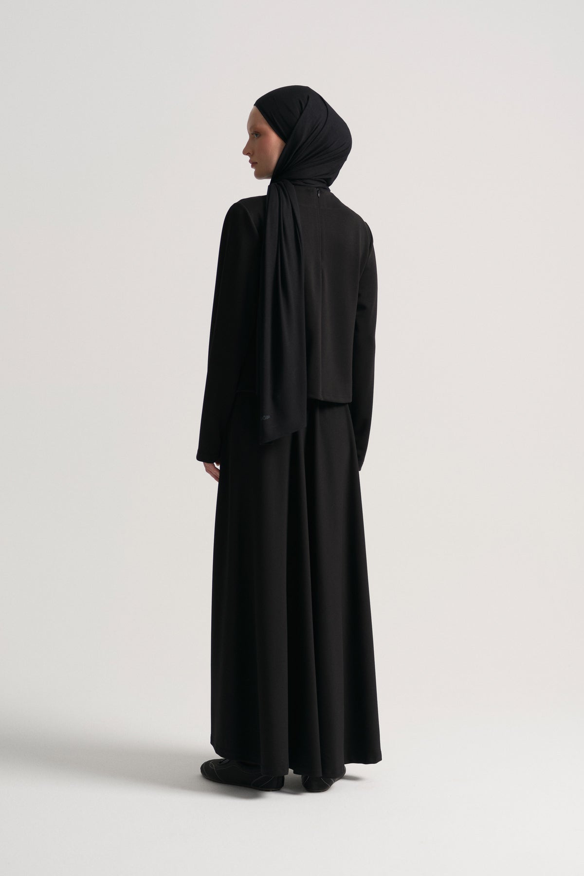 Collar-Detail Skirt Set - Black