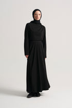 Collar-Detail Skirt Set - Black