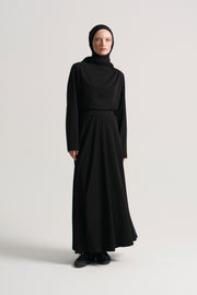 Collar-Detail Skirt Set - Black