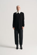 Wool Blend Crewneck Sweater - Black