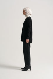 Wool Blend Crewneck Sweater - Black