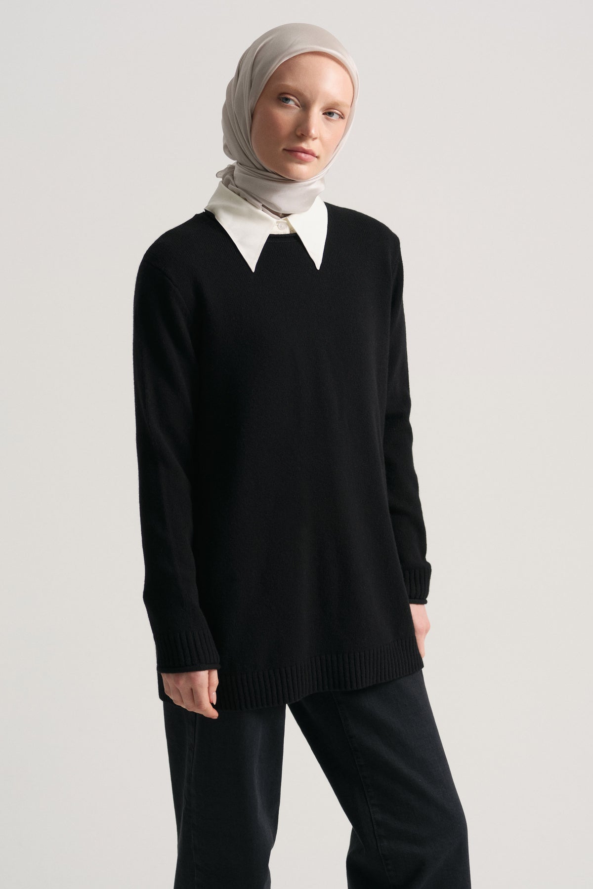 Wool Blend Crewneck Sweater - Black