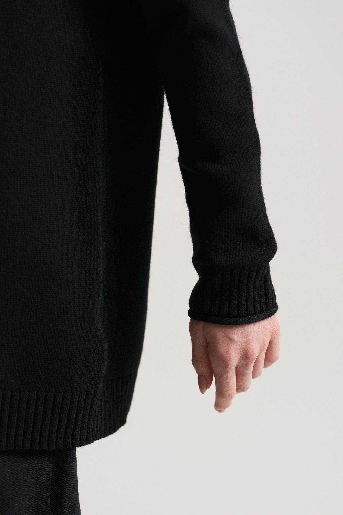 Wool Blend Crewneck Sweater - Black