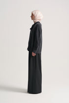 Lyocell Blend Shawl Collar Shirt - Black