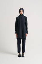 Lyocell Blend Side Slit Tunic - Dark Navy